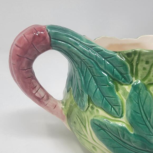 Vintage Bunny Lane By Strata White Rabbit Green Cabbage Easter Tea Pot W/ Lid - Picture 8 of 16